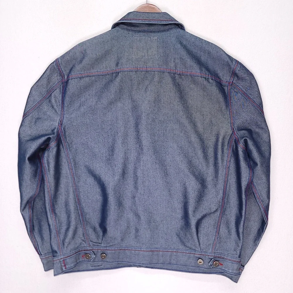 Vintage Guess USA American Tradition Denim Jacket Blue Contrast‎ Stitch Mens L